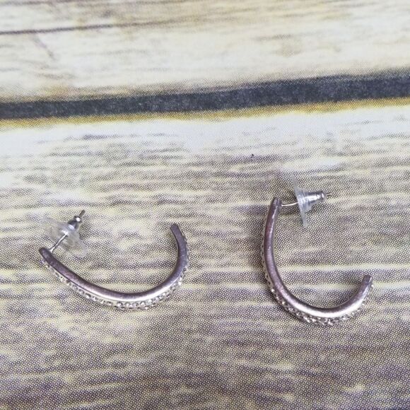 RHINESTONE SEMI HOOPS - Picture 5 of 5